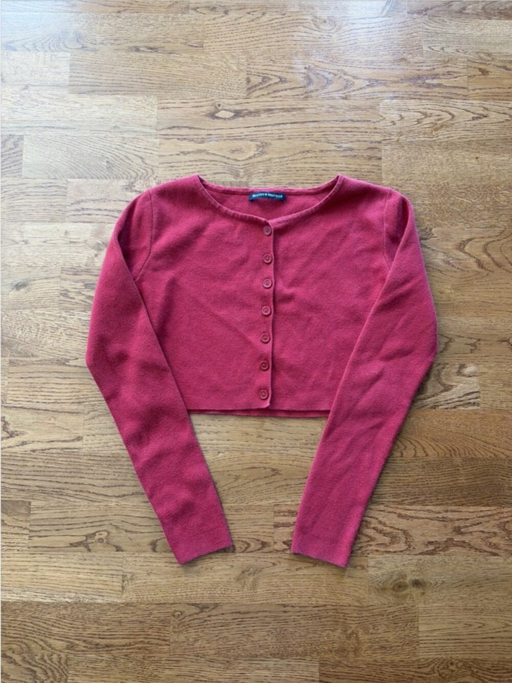 Brandy Melville Women's Red Cardigan Cropped Button Front Cotton Soft Vintage